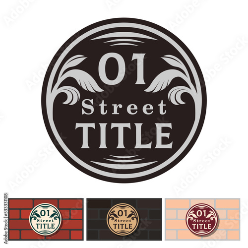 Addressable figured plate with a street number for residential and non-residential premises, houses, shops, cafes. Different colors pattern, isolated vector illustration