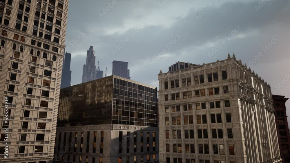 Summer day time cityscape of financial downtown Summer day time cityscape of financial downtown