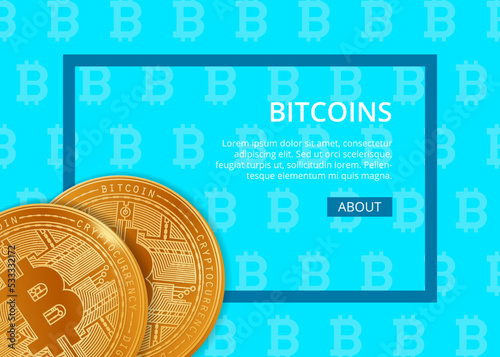Vector design of contemporary web design telling about bitcoins.