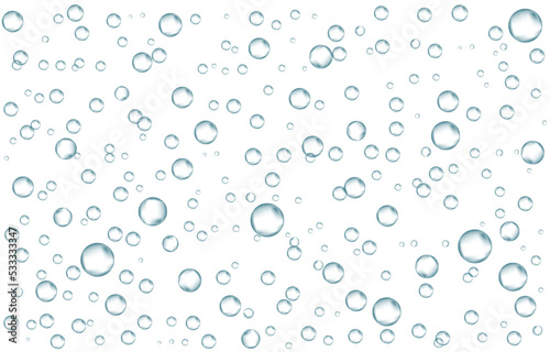 Oxygen air bubbles  flow  in water on white  background.
