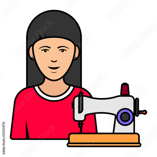 mantua-makers with sewing machine vector color icon design, Ensemble and In vogue symbol, clothing and outfits Sign, Fashion Show and Exhibition stock illustration, Fashionmonger with tailoring Machin