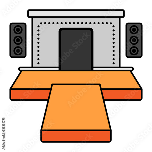 Award Ceremony pedestal or platform vector color icon design, Ensemble and In vogue symbol, clothing and outfits Sign, Fashion Show and Exhibition stock illustration, Luxury fashion runway with vintag