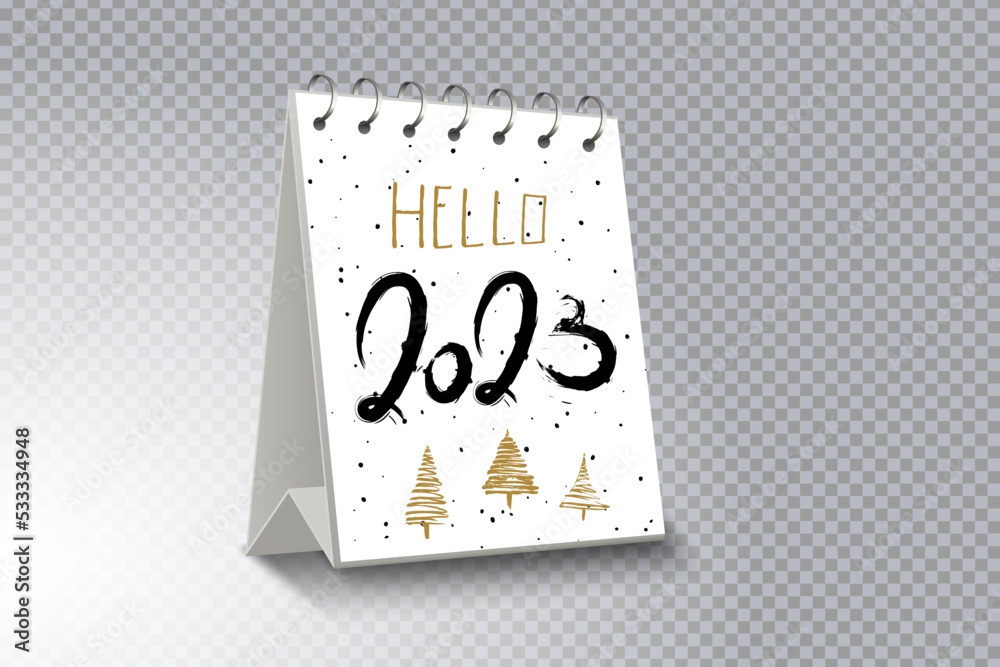 Desk calendar spiral bound for template mockup on transparent