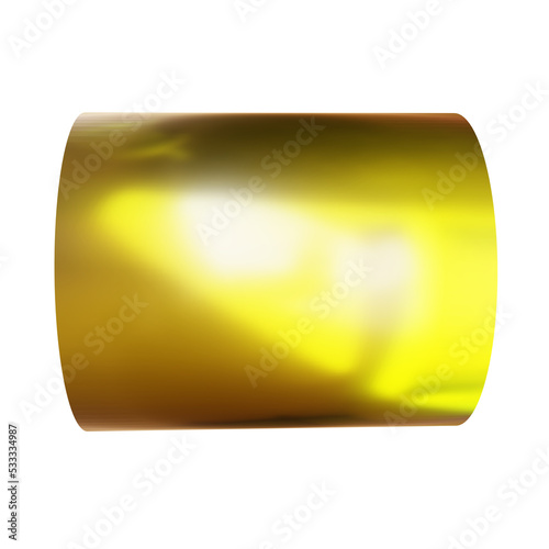 3d golden shape motion dynamic png element. Gradient gold metallic cylinder geometric figure.
