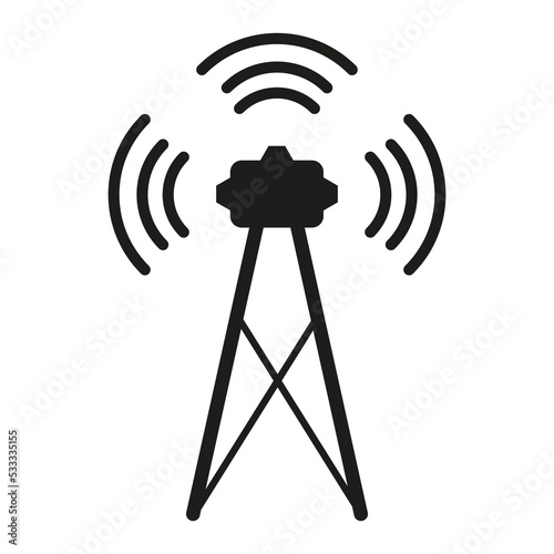 Mobile tower icon. Internet communication. Global network. Radio station signal. Vector illustration. Stock image. 