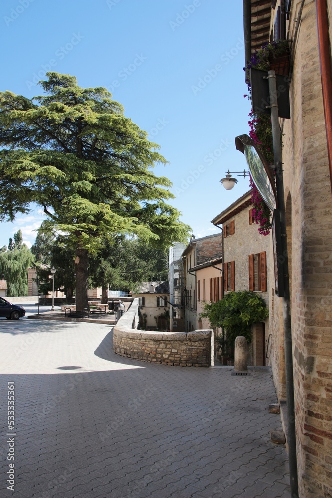 Italy, Umbria: Foreshortening of Bevagna. Italy, Umbria: Foreshortening of Bevagna.