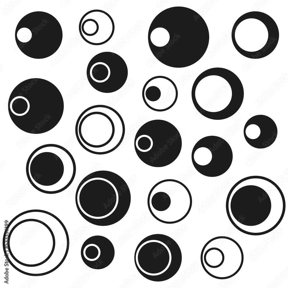 pattern with black small circles. Shape background. Geometric element. Vector illustration. Stock image.