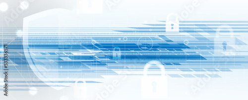 internet digital security technology concept for business background. Lock on circuit board
