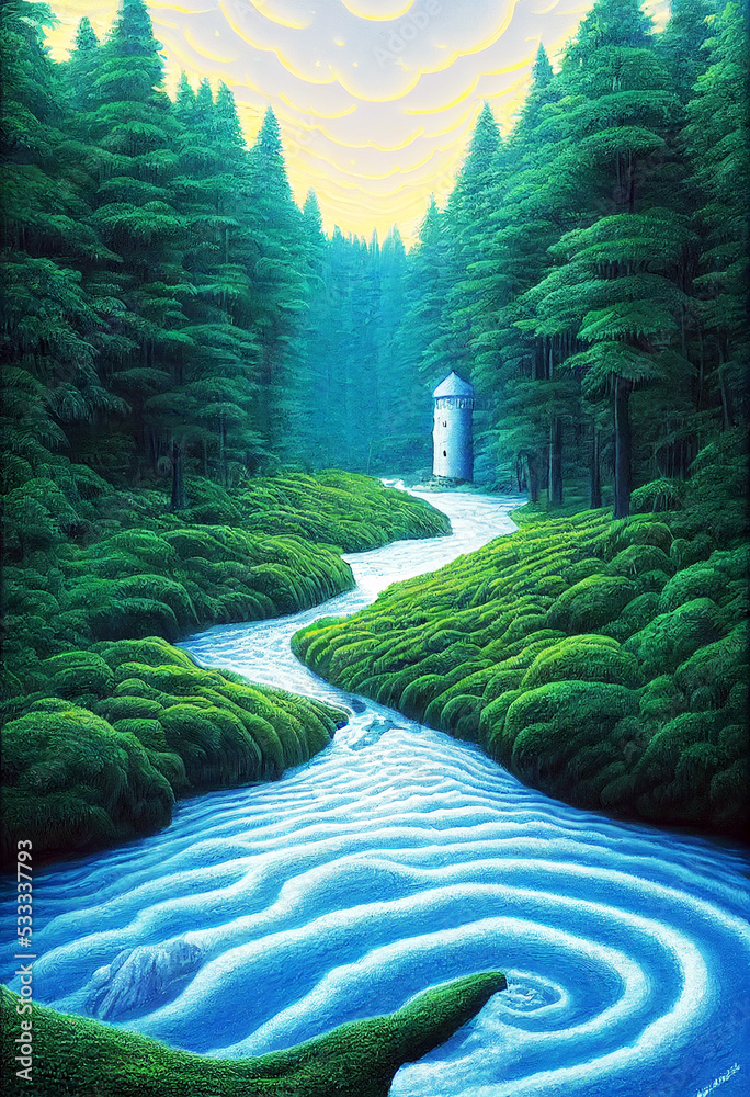 river in the magical forest