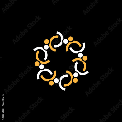 Unique Body or human with hold or cuddle face to face on around circle image graphic icon logo design abstract concept vector stock. Can be used as symbol related to people or community