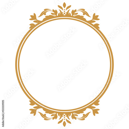 luxury gold floral label frame with damask pattern