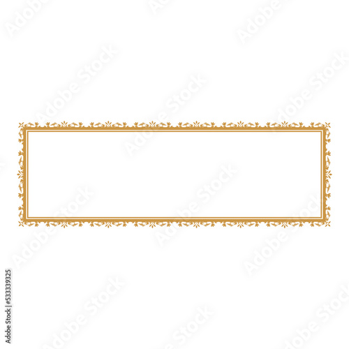 luxury gold floral label frame with damask pattern