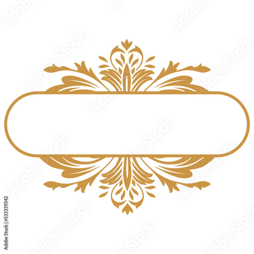 luxury gold floral label frame with damask pattern