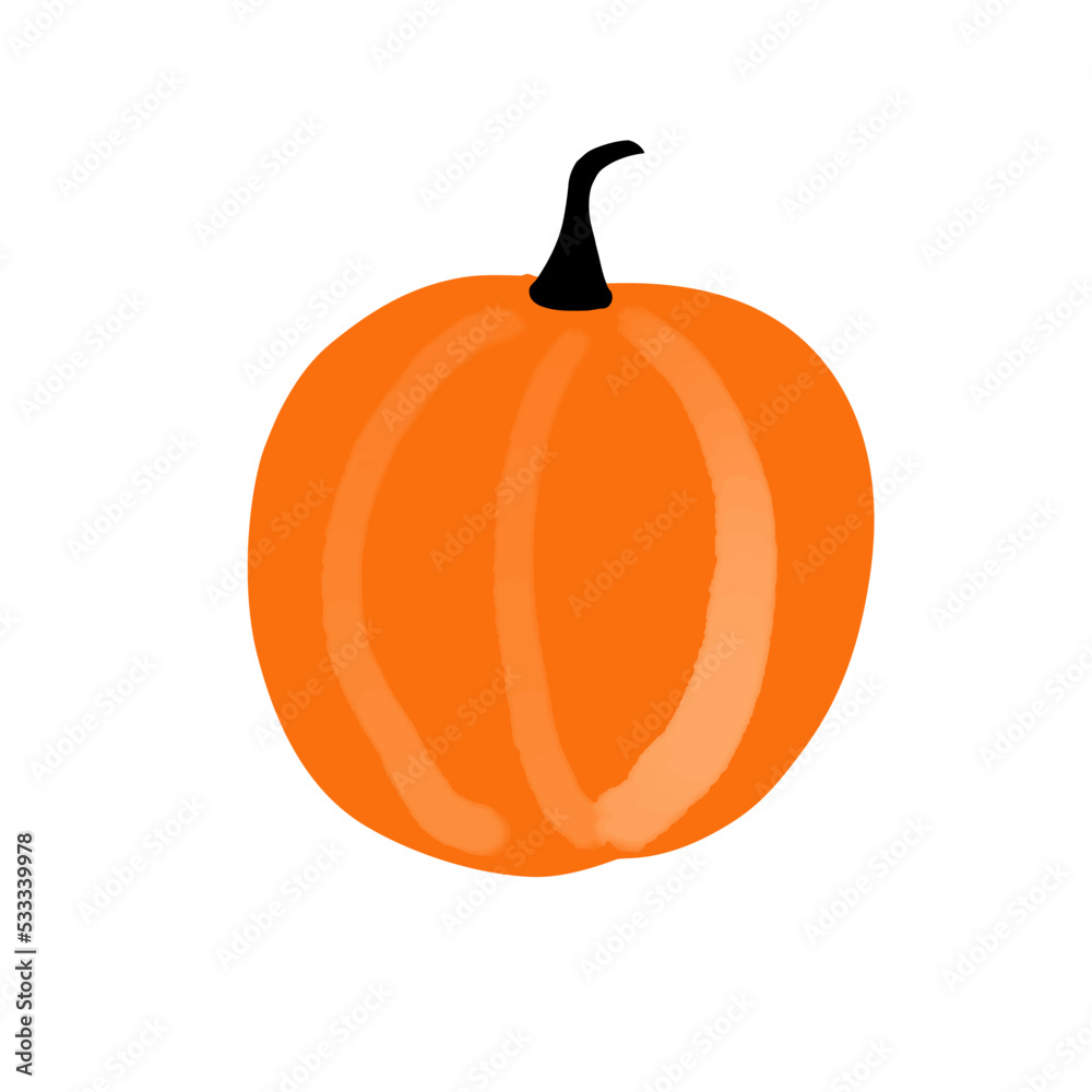 Illustration of an orange pumpkin on a white background
