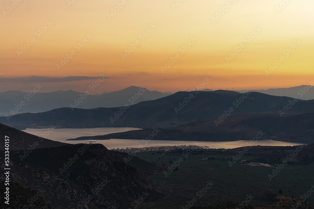 Delfoi landscape view in Greece.
