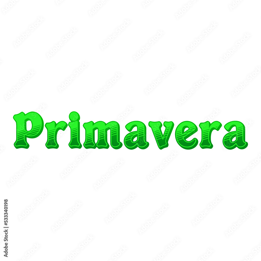 Logo con texto Primavera en español con tipografía 3d