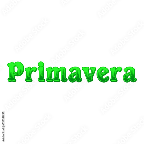 Logo con texto Primavera en español con tipografía 3d