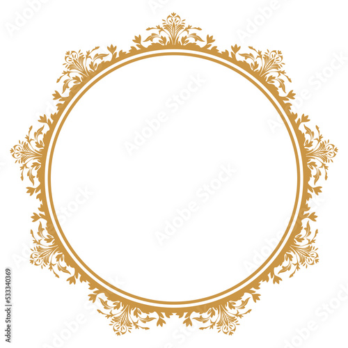 luxury gold floral label frame with damask pattern