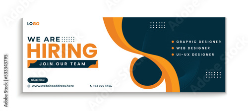 Modern job hiring cover banner design template for company, corporate or business