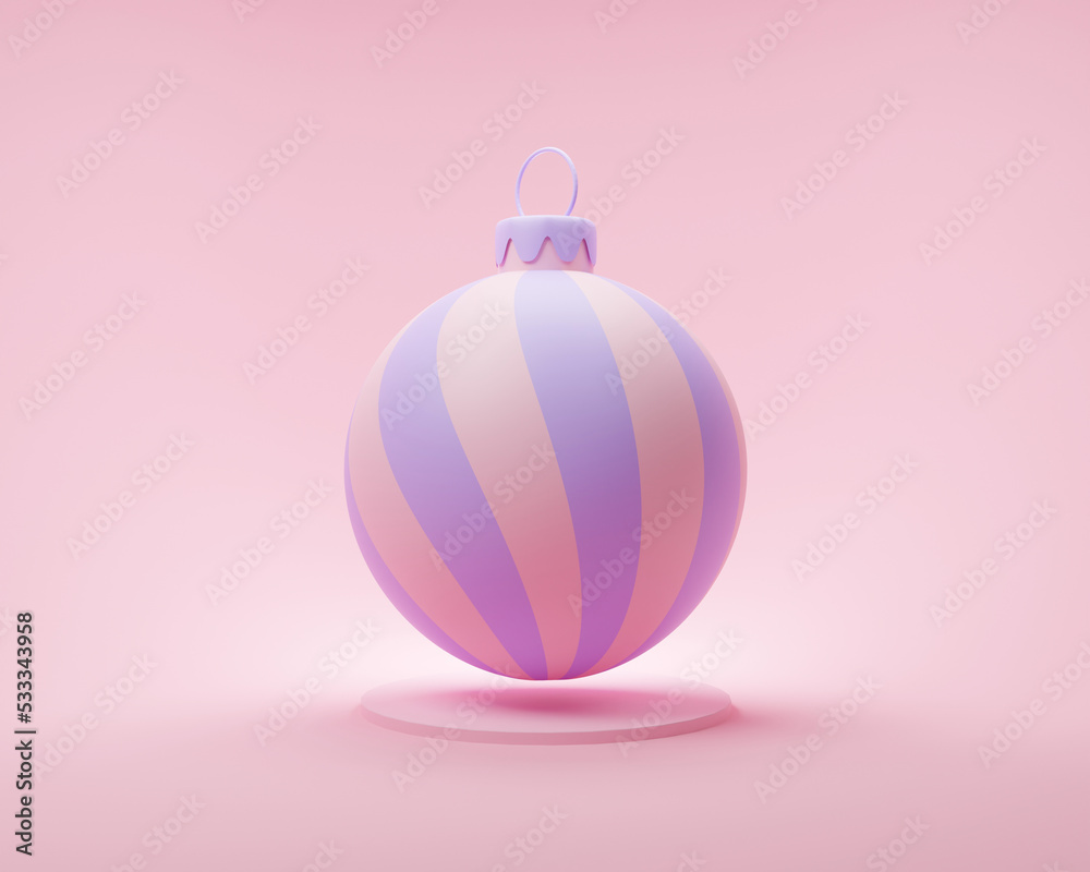 Cute Merry Christmas ball snow on pink background. New 3d rendering for winter holiday. Cute Merry Christmas ball snow on pink background. New 3d rendering for winter holiday.