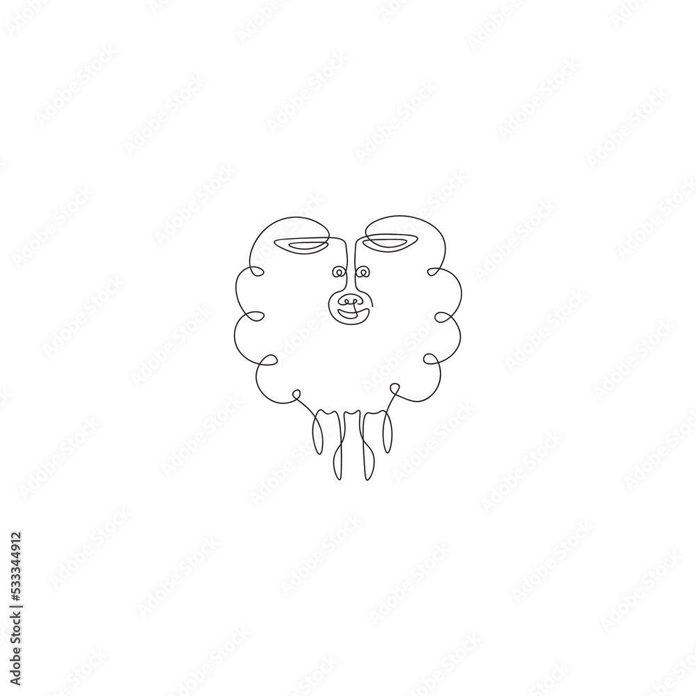 Trendy continuous one line art of sheep character Trendy continuous one line art of sheep character