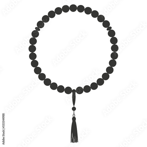 Islamic rosary beads. Prayer jewelry for meditation. Muslim religious symbol. Vector illustration isolated on white background.