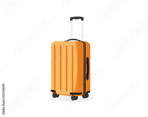 Yellow big suitcase. Travel concept. Flat vector icon on white background