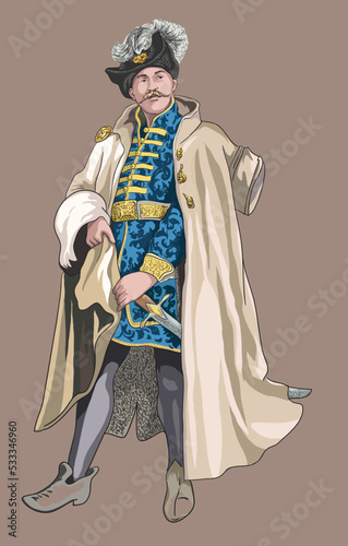 Drawing russian soldier earlier time, oldtime, art.illustration, vector