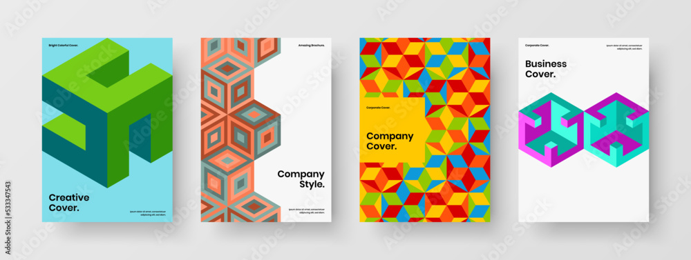 Trendy corporate identity vector design layout collection. Minimalistic geometric hexagons banner concept set.