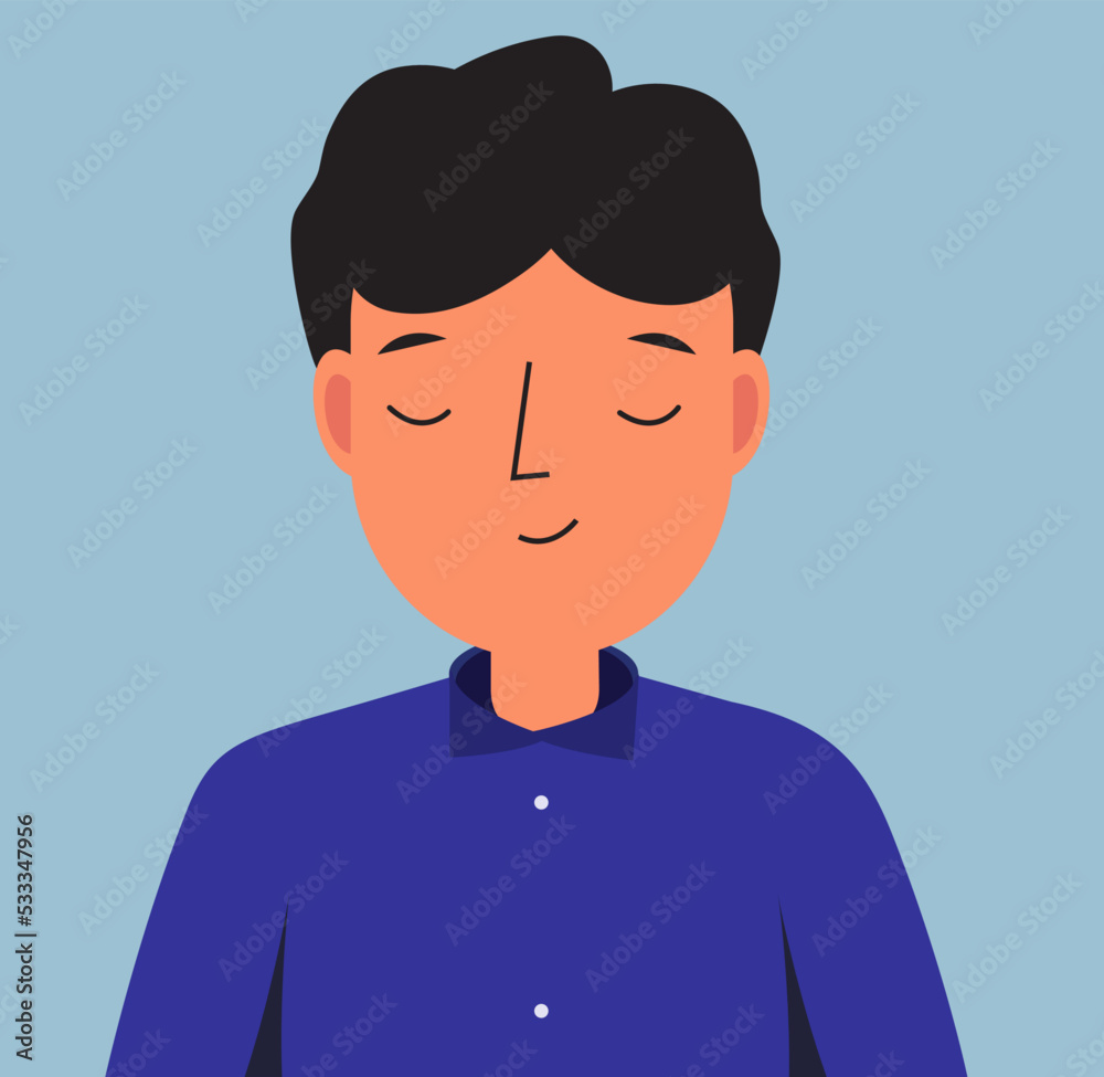 Portrait of man. male pleased face. Vector illustration for people emotions Portrait of man. male pleased face. Vector illustration for people emotions