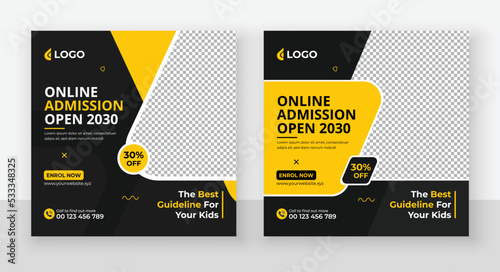 School Admission Social Media Post Design, Back to School Social Media Post Template