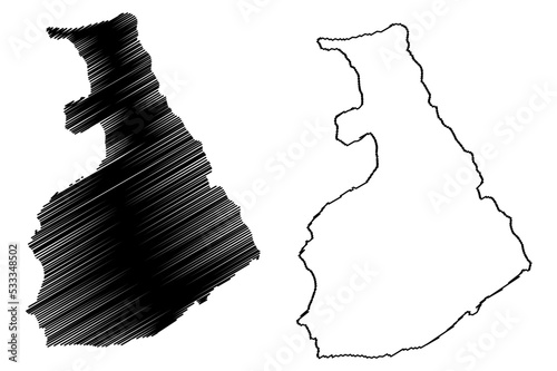 Baltra island (Republic of Ecuador, Pacific Ocean, Latin or South America, Galapagos Islands, Archipielago de Colon) map vector illustration, scribble sketch Isla South Seymour map photo
