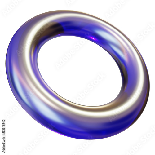3d futuristic torus shape for digital technology background png element. Data security purple gradient figure.