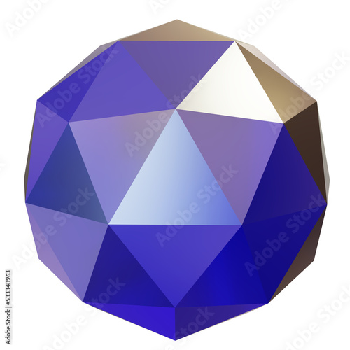 3d futuristic ico sphere shape for digital technology background png element. Data security purple gradient figure.
