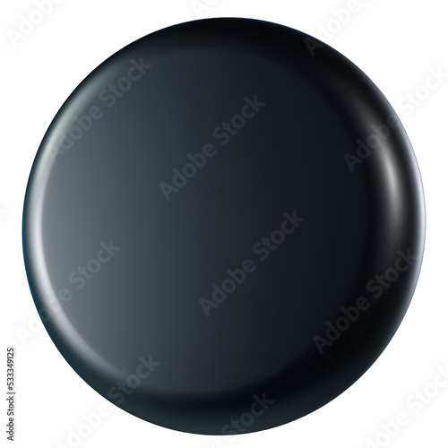 3d black metallic coin shape. Dark isolated png element