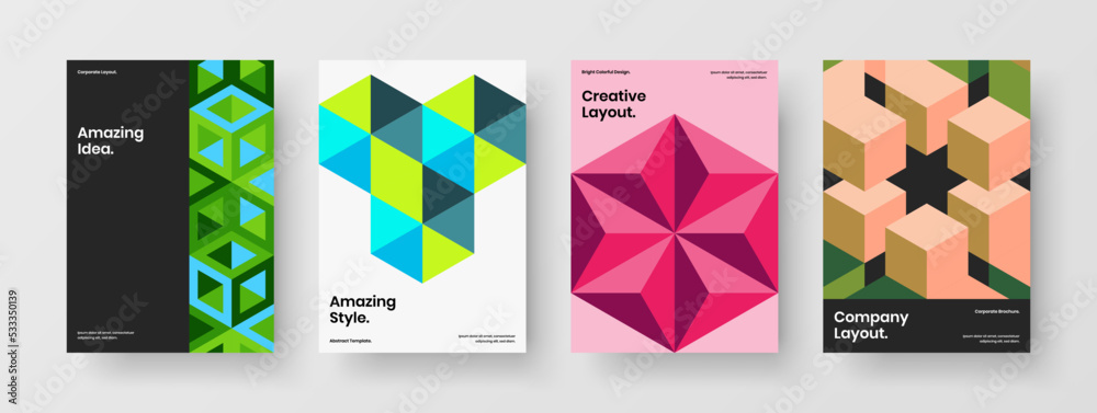 Abstract flyer vector design illustration bundle. Unique geometric shapes banner concept set.