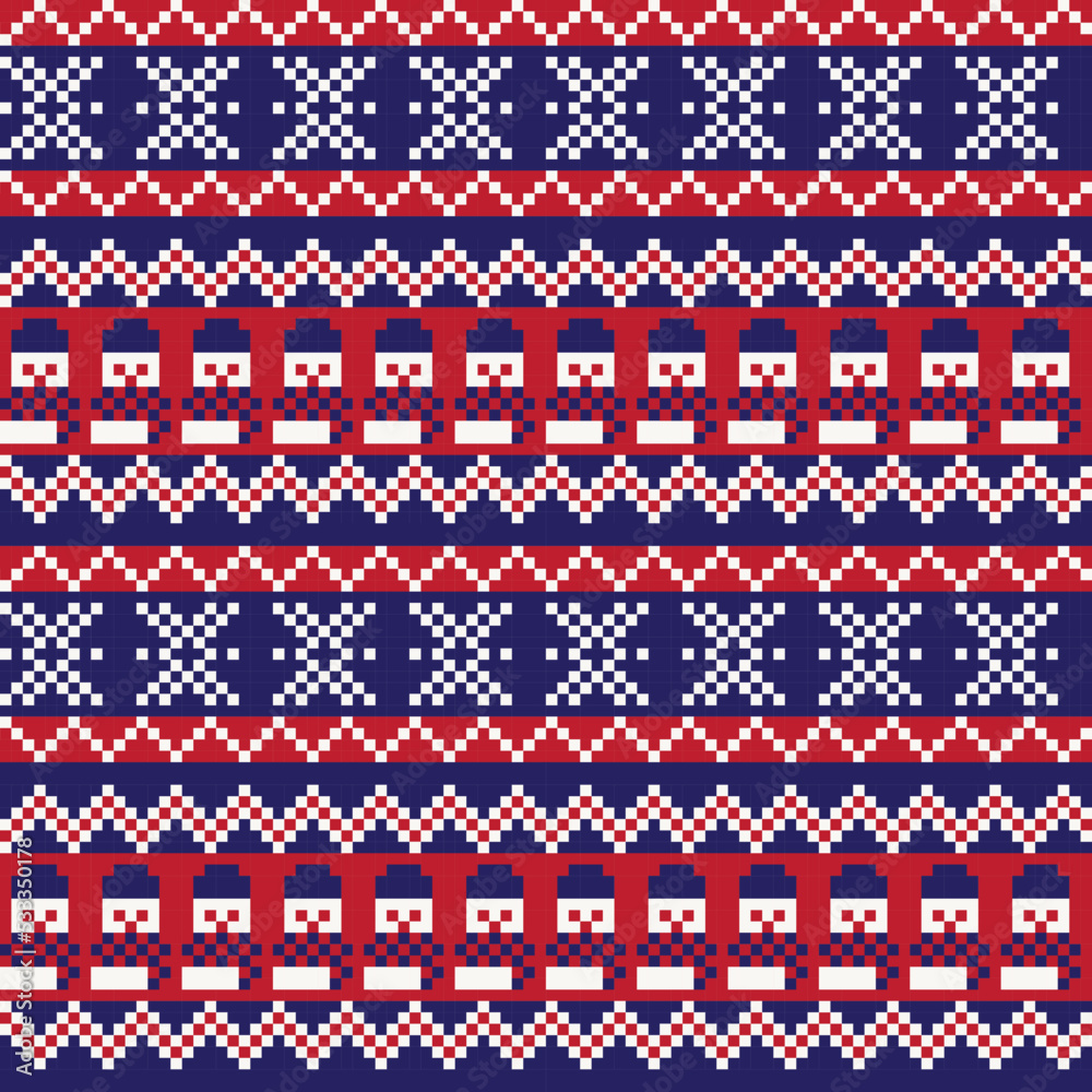 Christmas Snowman Fair Isle Seamless Pattern Design