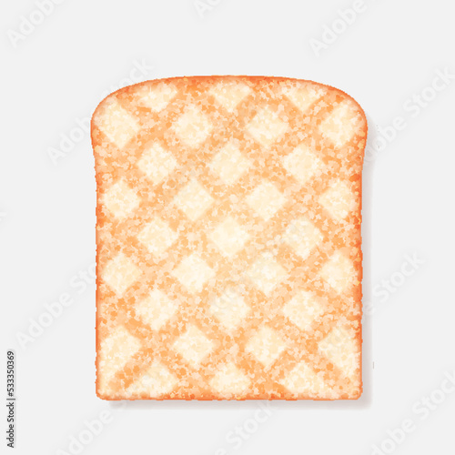 Realistic sliced bread toast. Slice of whole wheat white bread. Bakery, piece of roasted crouton