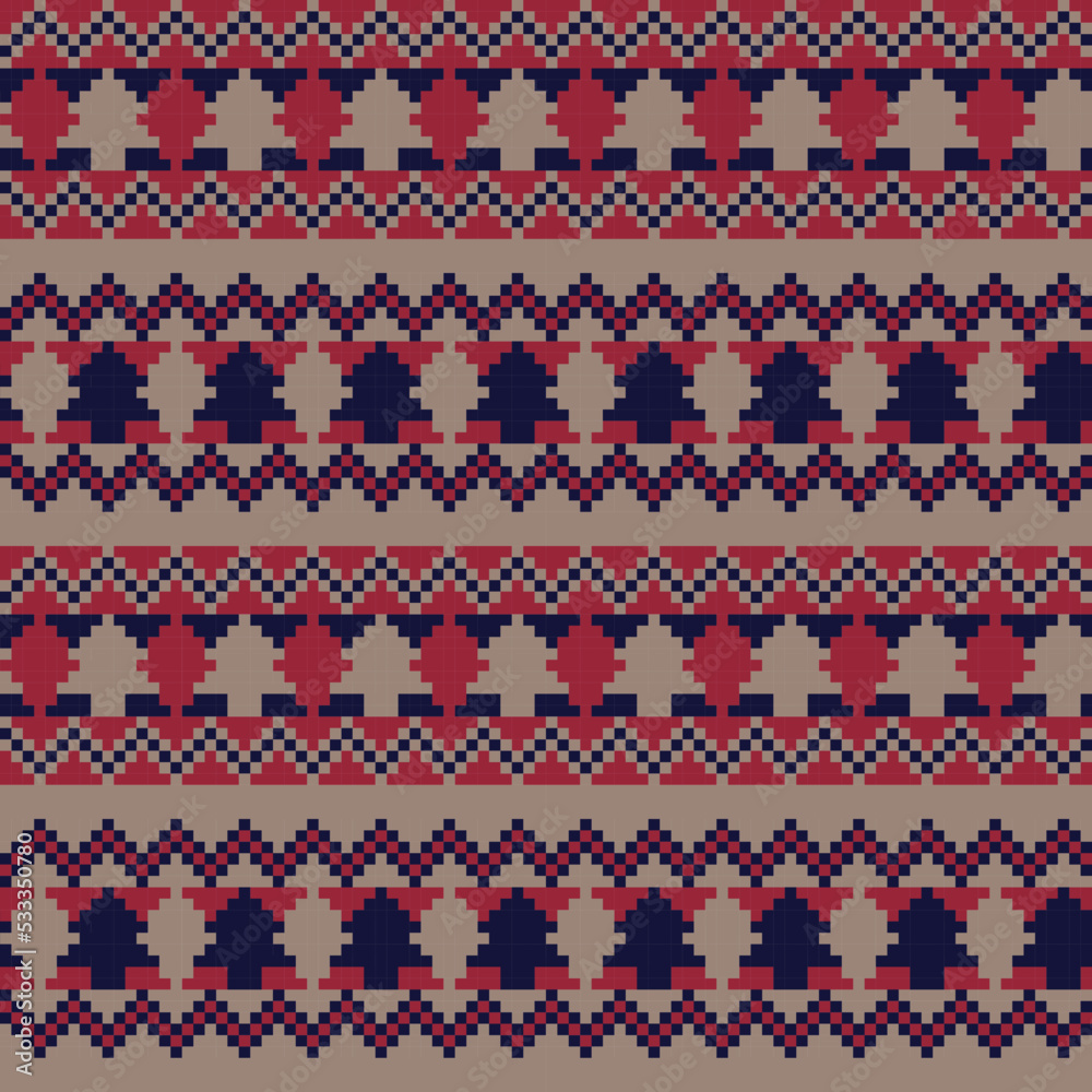 Christmas Tree Fair Isle Seamless Pattern Design Christmas Tree Fair Isle Seamless Pattern Design