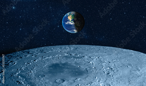 Fototapeta Naklejka Na Ścianę i Meble -  The Earth as Seen from the Surface of the Moon 