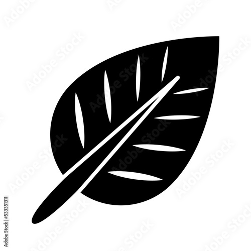 Leaf black logo, PNG with transparent background.