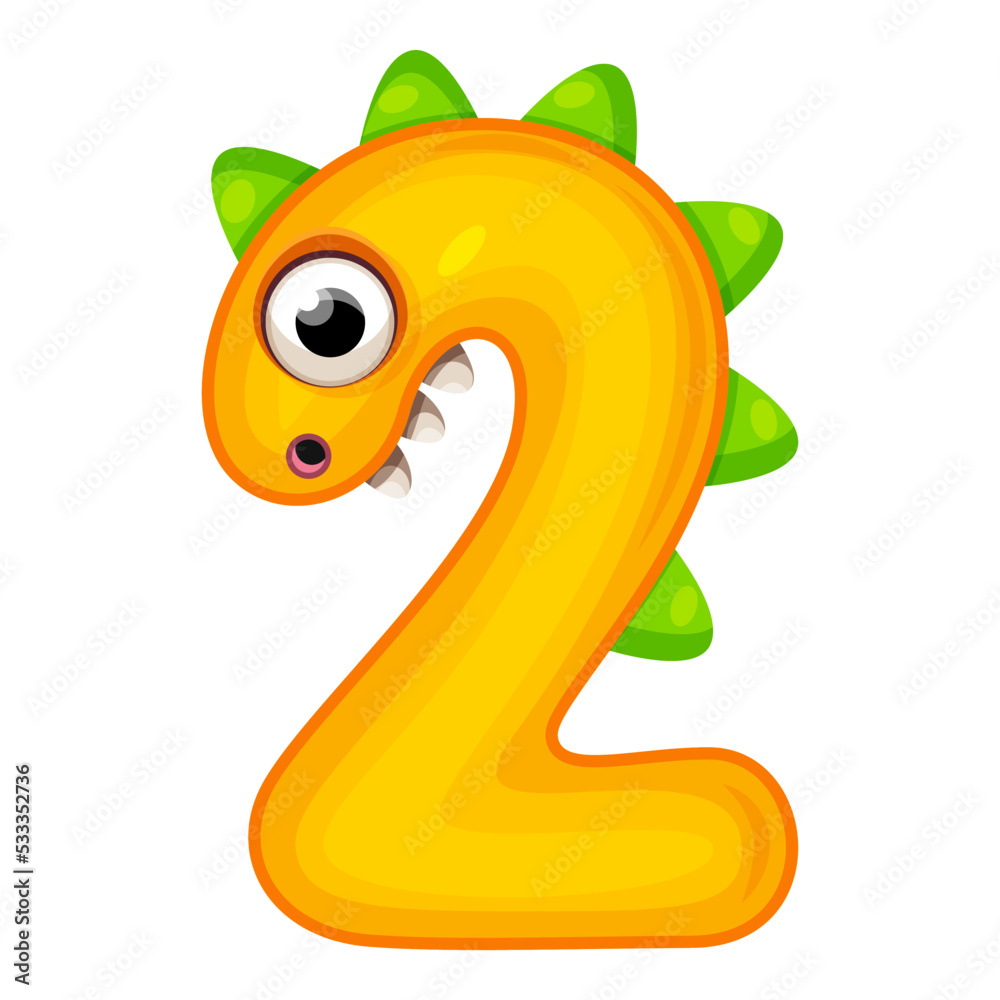 Obraz premium 2.Funny Monsters Colorful Numbers, Cute Fantasy Aliens in the Shape of Numerals. Cartoon numbers from 0 to 9 icons are made in the form of human figures with big eyes and face. Arabic numerals. Vector