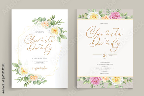 yellow rose border and frame background design card