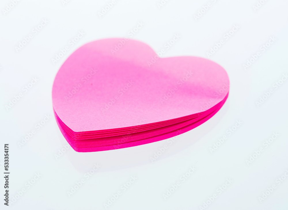 Group of pink paper heart isolated on white background