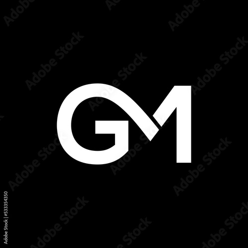 GM logo black and white initial letters vector