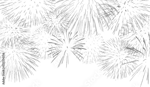 Silver colored firework, thin  stroke lines. Isolated png illustration, transparent background. Design  for overlay, montage, collage. Happy new year concept.
