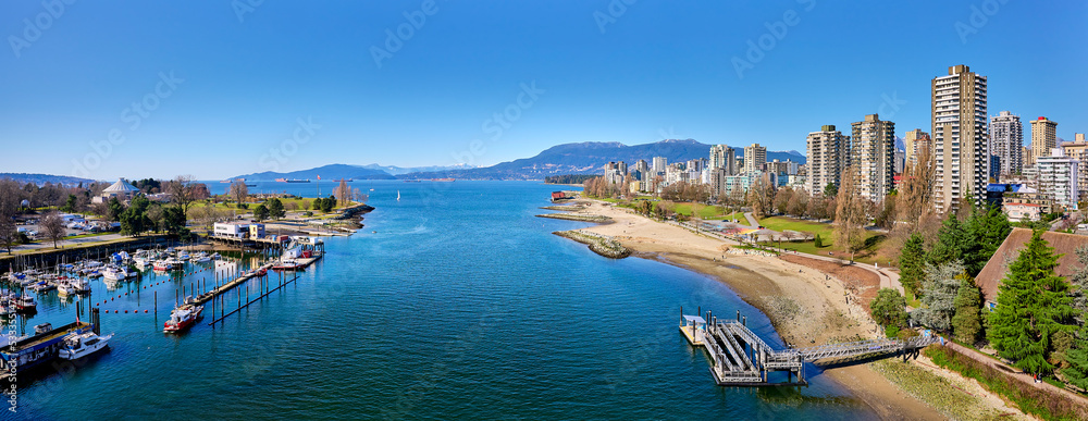 Vancouver downtown. View of the skyscrapers along False Creek and English Bay, Vancouver, BC, Canada