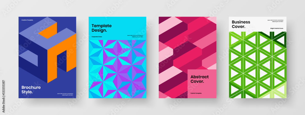 Abstract geometric tiles company brochure concept collection. Amazing catalog cover design vector template composition.