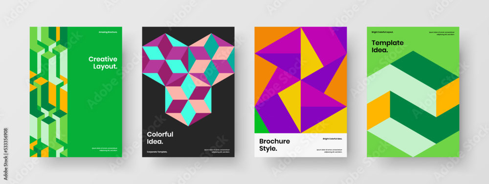 Premium mosaic shapes corporate cover illustration collection. Clean banner A4 vector design concept composition.