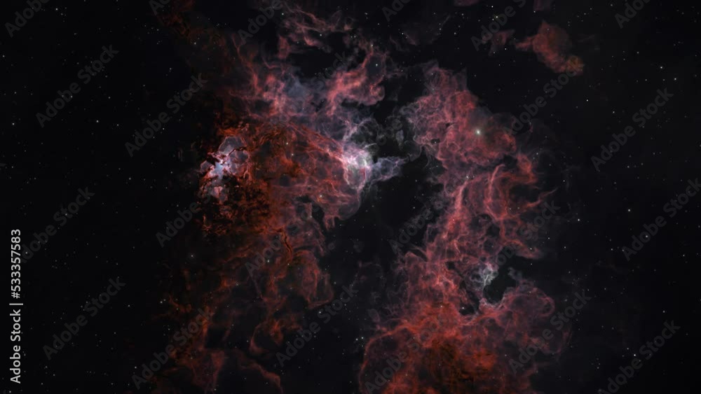 Long Shot of a Beautiful Red and Brown Nebula in Deep Space
